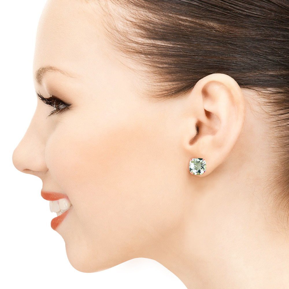 14K. GOLD FRENCH CLIPS EARRING WITH GREEN AMETHYST (Rose Gold) - Picture 3 of 3
